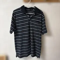 VINCENZO VALENTINO ストライプ ポロシャツ L