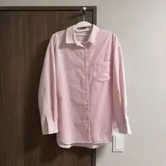 GU ストライプシャツ ピンク 長袖 Mサイズ