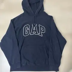 「300円スタート」GAP ロゴ刺繍 プルオーバーパーカー ネイビー