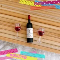 ★ミニチュア　ワイン　飲物　ボトル　グラス　３個セット　フード　食品　TOKYO