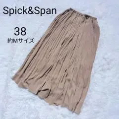 Spick&Span プリーツスカート 38 M ベージュ 光沢 ウエストゴム