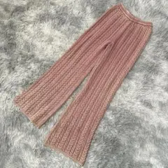 ZARA 160 ケーブルニットパンツ ワイド ケーブル柄 ピンク 通勤 通学