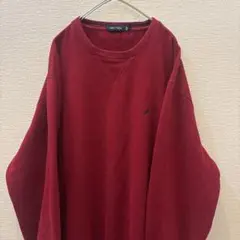 【NAUTICA】 スウェット　古着　刺繍ロゴ ワンポイント　エンジ色　XL
