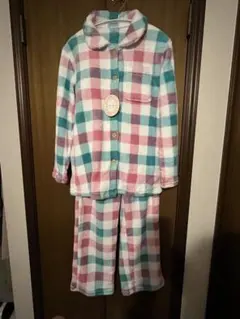 フリース チェック柄 パジャマセット Mサイズ
