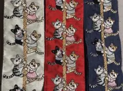 【1.5m】インド刺繍リボン のぼる猫ちゃん50cm×3本セット