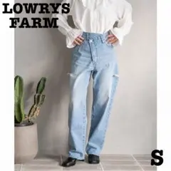 ローリーズファーム　ＣＯＮＥアシメデニムパンツ　ダメージ加工　ライトブルー　S