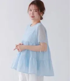 YUNAコラボ！ふわふわフリンジペプラムトップス ホワイト fitmore