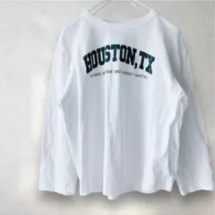 綿100 % ロングTシャツ　LL ロゴ　7部丈　ロンT ホワイト