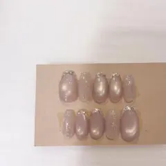 現品　ネイルチップ　フラッシュ　マグネット　ガラスフレンチ　ショートバレリーナ