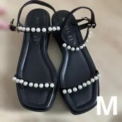 ルタロン　パールサンダル　厚底　ストラップ　フラット