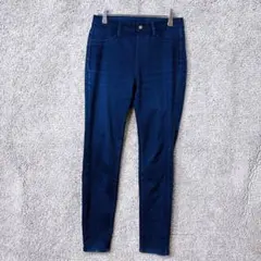 7085 ユニクロ スキニー デニムパンツ M ネイビー 無地 綿 ストレッチ