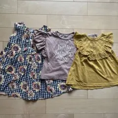 100 110 女の子 ワンピース チュニック フリルTシャツ ロゴ 春 夏 秋