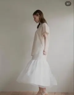 ポワ　ヘムチュールスカート　pois hem tulle skirt ホワイト 新品タグ付き ポワ Pois hem tulle skirt ホワイト - メルカリ