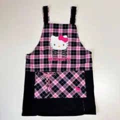 【新品未使用】ハローキティ エプロン 黒×ピンク チェック y2k 平成