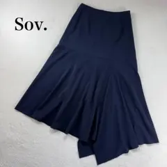 Sov. ソブ　アシンメトリー　ロング　フレアスカート 変形　ネイビー　Sのサムネイル