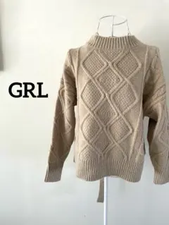 【GRL】ケーブルニット　バックリボン付き　ベージュ　Free
