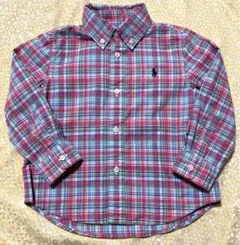 ラルフローレン　長袖　ボタンダウンシャツ　　チェック　24M 90㎝