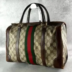 GUCCI GGキャンバス ミニボストンバッグ ヴィンテージ シェリーライン