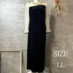 新品未使用　カラルス　アシメデザインベロアワンピースドレス　大きいサイズ　LL