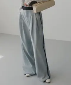 アダムエロペ ドレスデニムパンツ サックス 36ワイド 春夏