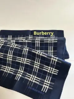 極美品Burberry ハンカチ ネイビー系チェック柄