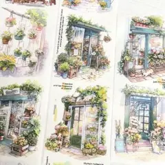 ◤シール◢✨新品✨　癒しの空間シリーズ　ショップ　和紙　風景　水彩　観葉植物