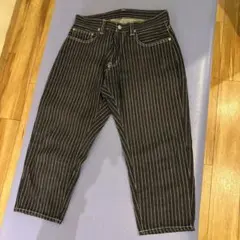 【美品】児島ジーンズ ウォバッシュ　ストライプ クロップドパンツ 32 日本製のサムネイル
