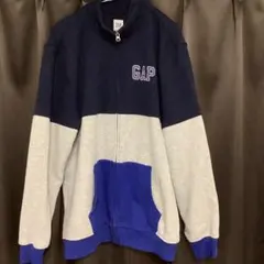 GAP ジップアップジャケット ネイビー グレー ブルー Lのサムネイル