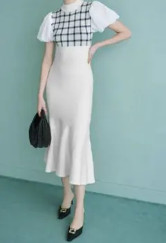 eimy istoire　チェックマーメイドニットワンピース