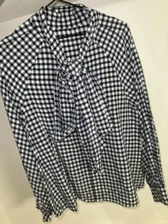 ミラオーウェン MiraOwen チェック リボン ボウタイ ブラウス