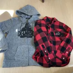 XLARGE キッズ　130センチパーカー チェックシャツのセット