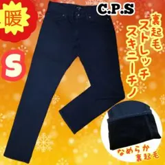 【暖パン】 C.P.S 裏起毛 ストレッチ スキニー チノ 黒 S