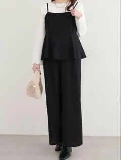 ストレッチぺプラムオールインワン　ブラック　ナチュラルクチュールのサムネイル