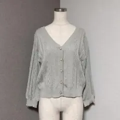 マジェスティックレゴン レースアップ ニット カーディガン