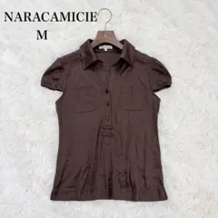 NARACAMICIE（1）半袖カットソー　ブラウン　日本製　光沢のサムネイル