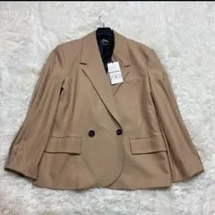 新品未使用タグ付き ZARA テーラードジャケット ダブル ベージュ Mサイズ