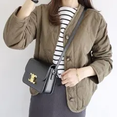 ノーカラーキルティングジャケット