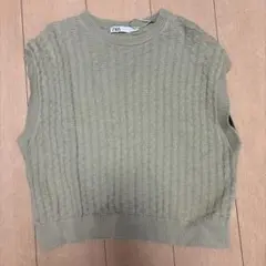 オリーブグリーン ニットベスト ノースリーブ