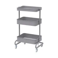 ◇新品◇山善 キッチンワゴン3段 キャスター付き グレージュのサムネイル