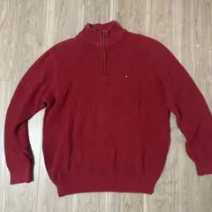TOMMY HILFIGER レッド ハーフジップセーター