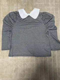 ギンガムチェック柄バルーンスリーブシャツ