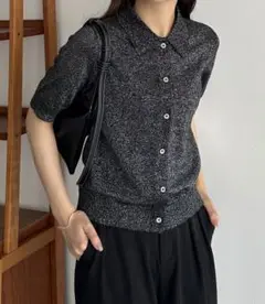 ZOZOTOWN トップス ラメニット半袖ポロシャツ