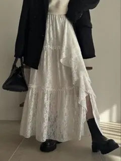 スカート WILLFULLY lace slit ruffle frill tiered WILLFULLY lace slit ruffle frill tiered - メルカリ
