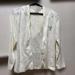 スヌーピー 総柄薄手パーカー ジップアップ フード付き 白系 120cm 綿混