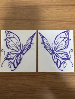 蝶々カッティングステッカーバイオレット 左右ペア バタフライbutterfly