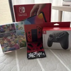 特典つき　switch有機elマリオレッド、カセット、スティックリング、プロコン