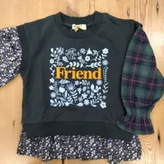 フラワープリント重ね着風トレーナー