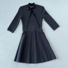 ZARA ワンピース ブラック Mサイズ フリルネック リボン プリーツ