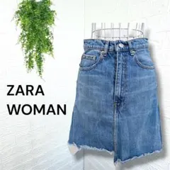 5446【ZARA WOMAN】デニムスカート ミニ丈 カットオフ カジュアル