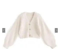 パールボタンシャギーニットカーディガン